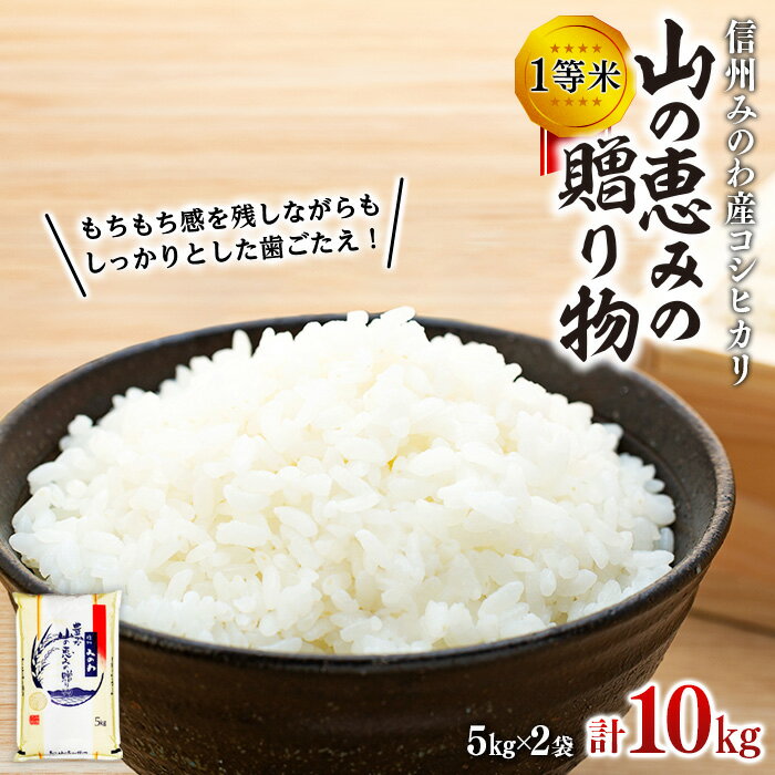 【ふるさと納税】【令和5年度】信州産 コシヒカリ 1等米 「山の恵みの贈り物」 10kg（5kg×2袋） （ お米 コシヒカリ 白米 搗きたて米 低温貯蔵米 食品 )　【長野県　箕輪町】