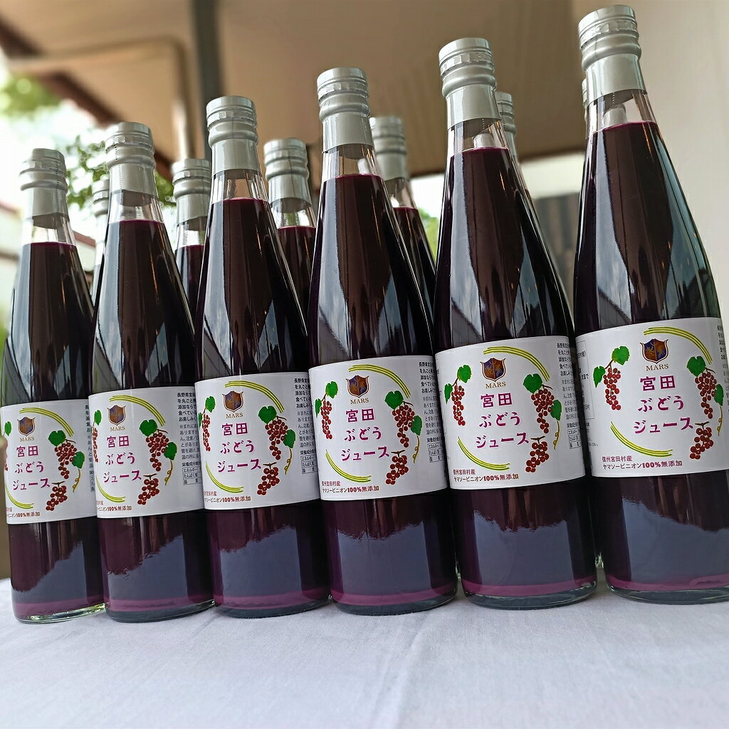【ふるさと納税】宮田ぶどうジュース 500ml × 12本セット 果汁100%(長野県 宮田村 国産 本坊酒造 葡萄 ブドウ ヤマソービニオン ギフト プレゼン...