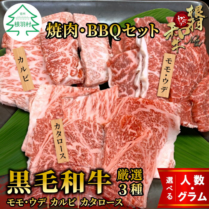 根羽こだわり和牛 内容量が選べる 黒毛和牛焼肉・BBQセット 450g〜1050g 2〜3人前キャンプ バラ肉 モモ肉 盛り合わせ 厳選 牛肉 和牛 焼き肉 バーベキュー BBQ キャンプ カルビ カタロース 大人数 国産牛