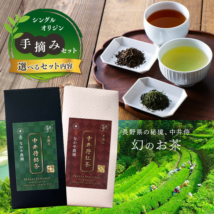 シングル オリジン 手摘み セット 〜 中井侍銘茶 ・ 中井侍紅茶 セット / 中井侍紅茶 単品 〜 手摘み 幻のお茶 浅蒸し茶 秘境 栽培期間中農薬不使用 長野県 天龍 てんりゅう 長野