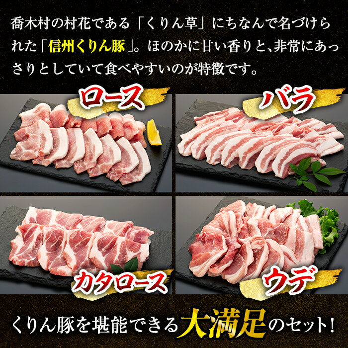 【ふるさと納税】6-Y05 南信州くりん豚もりもり焼肉セット 豚肉 焼肉 BBQ バーベキュー くりん豚 スキンパック 2950g 2.95kg 喬木村