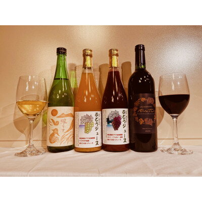 【ふるさと納税】信州朝日村産赤ワイン(750ml)純米吟醸(720ml)果汁ジュース(720ml×2)飲み比べセット【1276508】のサムネイル