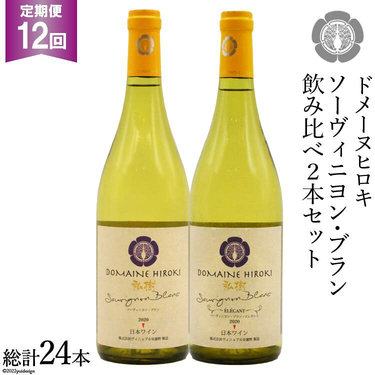 ※廃番※【ふるさと納税】 【12回 定期便 】白 ワイン ソーヴィニヨン・ブラン 2種 飲み比べ 750ml×2本 [ヴィニョブル安曇野 DOMAINE HIROKI 長野県 池田町 48110196] 白ワイン セット お酒 酒