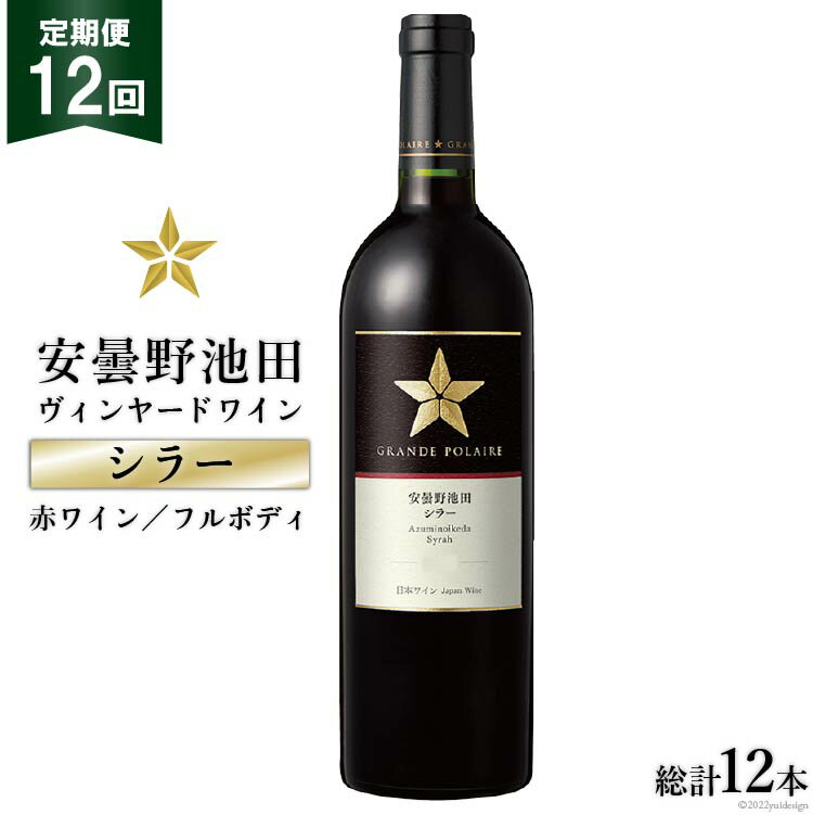 【ふるさと納税】ワイン 赤 定期便 12回 サッポロ グランポレール 安曇野池田ヴィンヤード「シラー」750ml 総計12本 赤ワイン フルボディ ギフト プレゼント 贈答 / 池田町ハーブセンター / 長野県 池田町