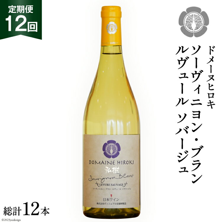 【ふるさと納税】 【12回 ワイン 定期便 】ソーヴィニヨン ブラン ルヴュール ソバージュ750ml 1本 ×12回 総計12本 [ヴィニョブル安曇野 DOMAINE HIROKI 長野県 池田町 48110706] 白ワイン お酒 酒