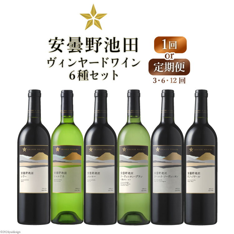 赤 白 ワイン 750ml 6種 [選べる発送回数] セット サッポロ グランポレール 安曇野池田 ヴィンヤード [池田町ハーブセンター 長野県 池田町 48110719] 定期便 1回 3回 6回 12回 赤ワイン 白ワイン 飲み比べ