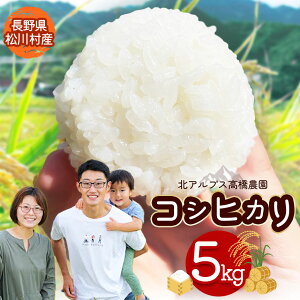 【ふるさと納税】*【令和7年度産 先行予約】北アルプス高橋農園の コシヒカリ 5kg | 米 お米 こめ コシヒカリ こしひかり 白米 精米 長野県 松川村 地域おこし 北アルプス 先行予約 信州