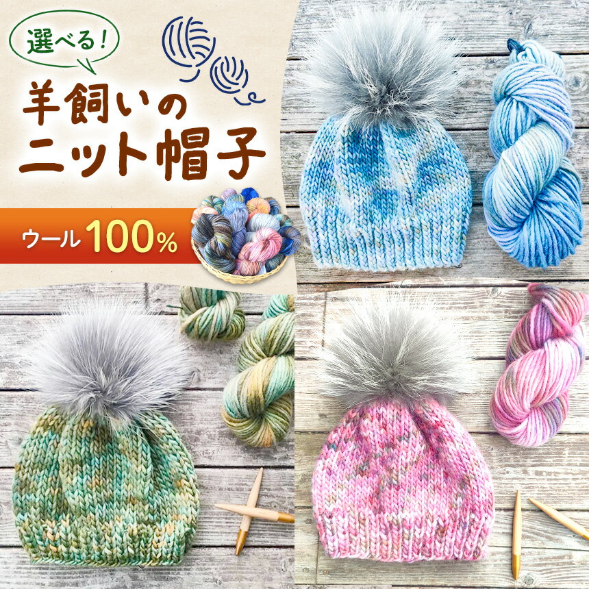 【ふるさと納税】ウール100%羊飼いのニット帽子 選べる色「赤系」or「青系」 or 「黄緑系」 | ニット帽 帽子 ニット ウール ウール100% 防寒 ファッション 長野県 松川村 信州