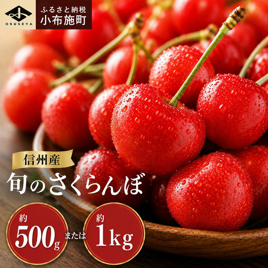 【容量が選べる】小布施町の旬のさくらんぼ 約500g／約1kg 品種おまかせ［小布施屋］｜サクランボ チェリー 果物 フルーツ 長野県産 信州産 冷蔵便【2026年6月中旬～7月中旬発送】