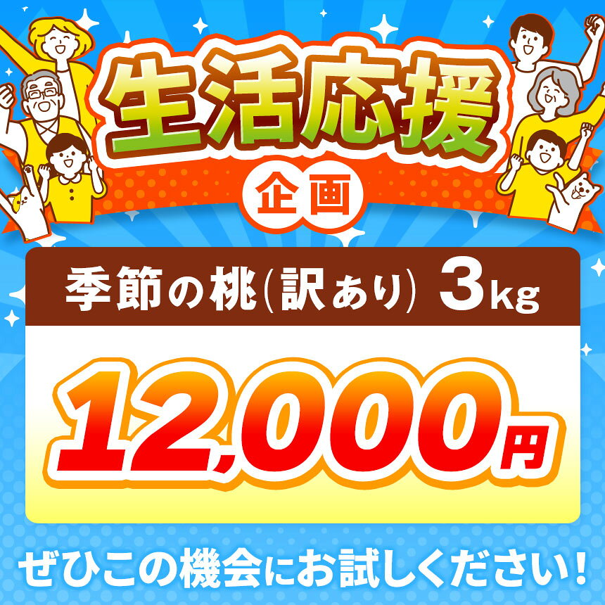 【ふるさと納税】【訳あり】季節の桃 約3kg ［新規就農者応援コース 幸作会］ 桃 もも 不揃い 規格外 家庭用 傷 先行予約 モモ フルーツ 果物 長野 信州 クール便 冷蔵便 令和8年産【2026年7月中旬～9月下旬発送予定】