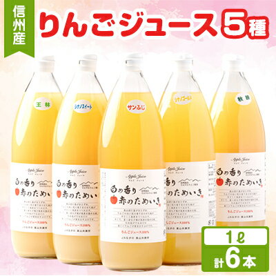 【ふるさと納税】りんごジュース 1000ml×6本(5種類) 信州高山産【1545603】