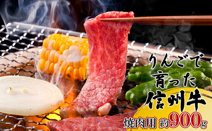 【ふるさと納税】【りんごで育った信州牛】焼肉用 約900g 【 牛肉 信州牛 焼肉 黒毛和牛 A5 肉 お肉 牛 和牛 焼き肉 BBQ バーベキュー ギフト A5等級 冷蔵 長野県 長野 】　【 山ノ内町 】