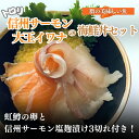 【ふるさと納税】信州サーモン（虹鱒×ブラウントラウト）＜100g＞と大王イワナ＜100g＞の海鮮丼セット×2＜虹鱒の卵150gと信州サーモン塩麹漬け3切れ付き！＞　【 鮭 加工食品 魚介セット 脂の美味しい魚 つまみ 肴 】