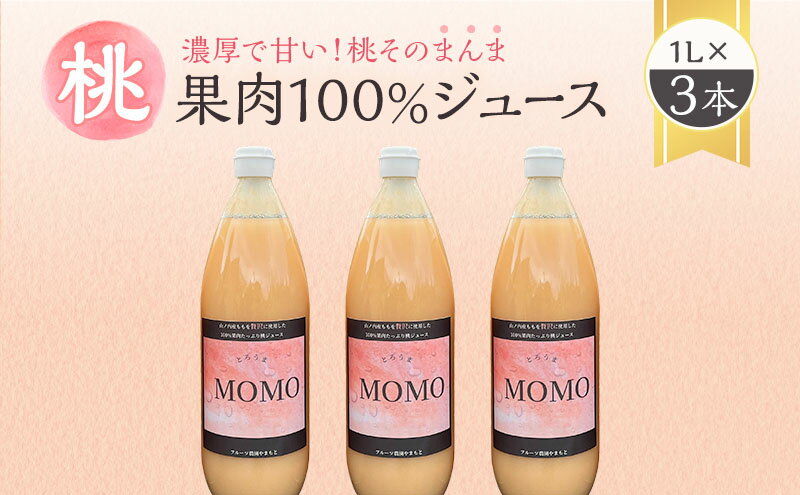 【ふるさと納税】濃厚！桃そのまんまの 桃ジュース 1000cc×3本セット　【 果汁飲料 ピーチジュース フルーツジュース ソフトドリンク 桃果肉100％ 糖度15～18度 山ノ内町産桃 】