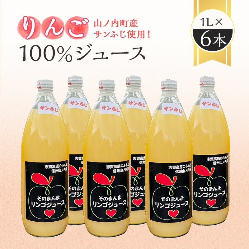 【ふるさと納税】山ノ内町産サンふじ使用！りんごジュース 1000cc×6本セット　【 果汁飲料 アップルジュース フルーツジュース ソフトドリンク 山ノ内町産りんご サンふじ100％ 】