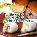 志賀高原銘菓はやそばもち（12個入）、北信濃湯めぐりもち（抹茶あん・なめ茸・ごまだれ各6個入）、おさるのほっぺ（ブルーベリー・アップル各5個）のセット　