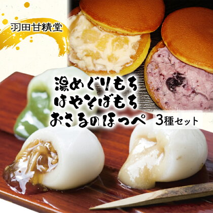 志賀高原銘菓はやそばもち（12個入）、北信濃湯めぐりもち（抹茶あん・なめ茸・ごまだれ各6個入）、おさるのほっぺ（ブルーベリー・アップル各5個）のセット　【お菓子・和菓子・どら焼き・和菓子・スイーツ・和菓子・スイーツ】