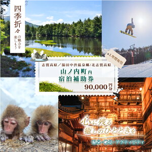 【ふるさと納税】山ノ内町内宿泊補助券(18枚)1年間有効 90,000円分 旅行 宿泊券 ホテル 旅館 チケット 宿泊 補助券 志賀高原 湯田中渋温泉郷 北志賀高原 地獄谷野猿公苑 温泉 ギフト 自然 観光 長野県 信州 冬 スキー
