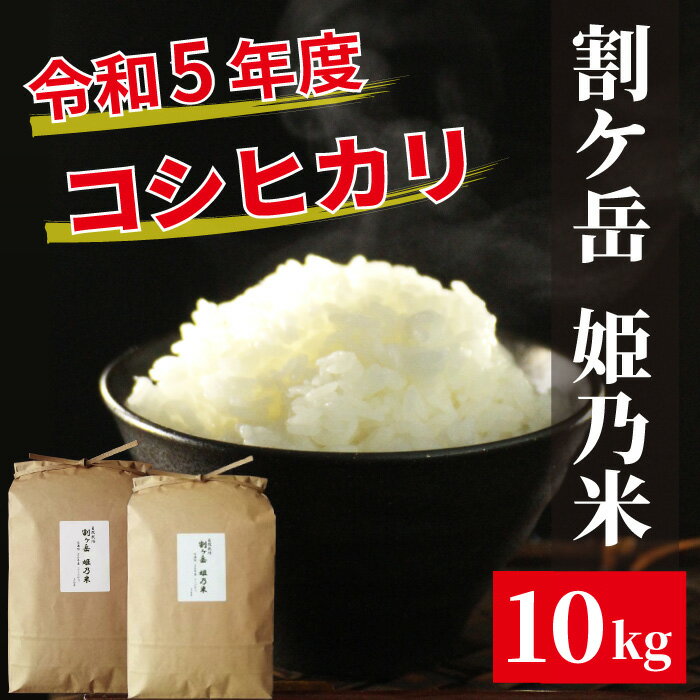 【ふるさと納税】割ケ岳　姫乃米10kg（信濃町精米令和6年度産コシヒカリ5kg2袋）　新米