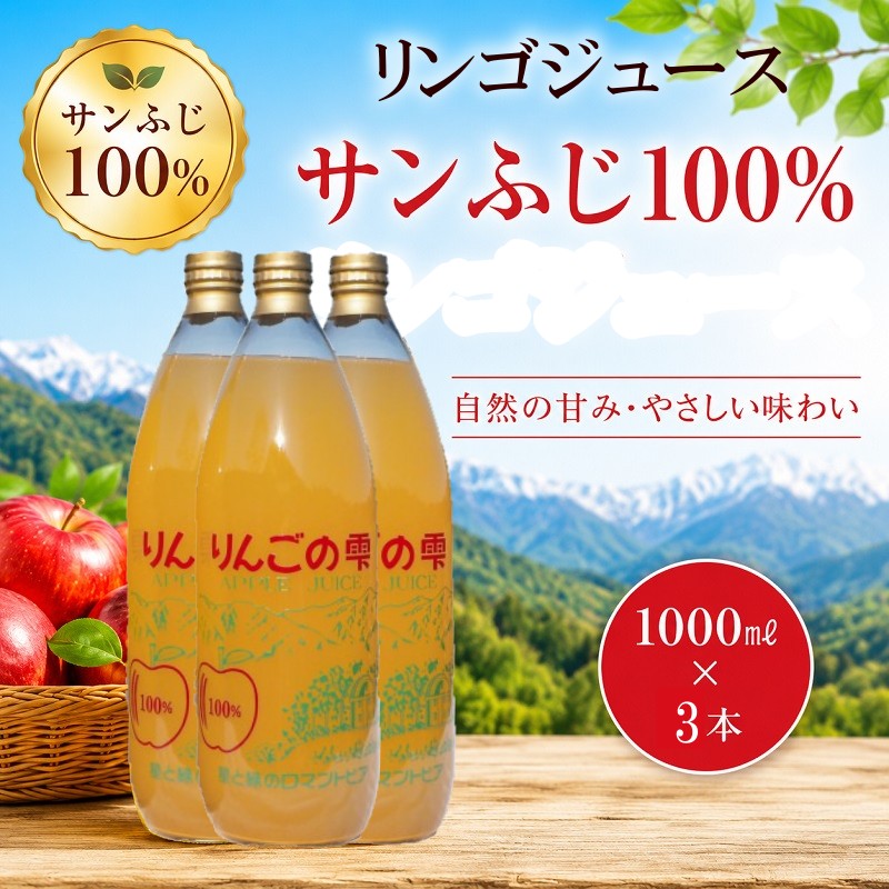 【ふるさと納税】265＊サンふじりんご100%ジュース1L 3本