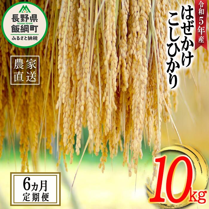 米 こしひかり 10kg × 6回 [ 6か月 定期便 ]( 令和5年産 ) 黒柳さんのお米 はぜかけ 沖縄県への配送不可 長野県 飯綱町 〔 コシヒカリ 白米 精米 お米 信州 150000円 予約 農家直送 〕発送時期:2023年11月上旬〜 [お届け6回 (***)]