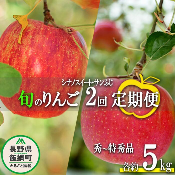 旬のりんご [ 定期便 ] 秀 〜 特秀 5kg × 2回 渡辺農園 沖縄県への配送不可 令和6年度収穫分 エコファーマー認定 減農薬栽培 長野県 飯綱町 [ 信州 果物 フルーツ リンゴ 林檎 長野 ]発送時期:2024年10月中旬〜2024年12月中旬