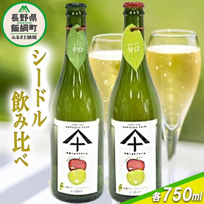 【ふるさと納税】 りんご シードル 辛口 ＆ 甘口 各1本 セット ( 750ml × 2本 ) やまじゅうファーム 沖縄県への配送不可 信州の環境にやさしい農産物 減農薬栽培 長野県 飯綱町 〔 飲料 酒 アルコール りんご リンゴ 林檎 信州 23000円 〕