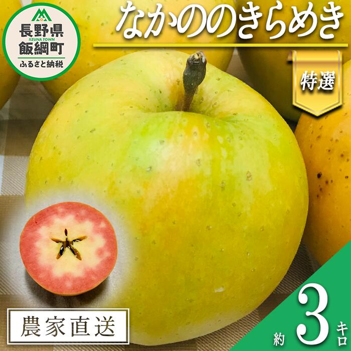 りんご なかののきらめき 特選 3kg やまじゅうファーム 沖縄県への配送不可 令和6年度収穫分 信州の環境にやさしい農産物 減農薬栽培 長野県 飯綱町 [ 信州 果物 フルーツ リンゴ 林檎 長野 16000円 ]発送時期:2024年11月下旬〜2024年12月上旬{***}