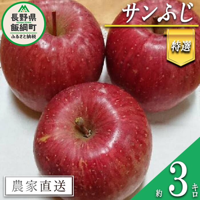 りんご サンふじ 特選 3kg やまじゅうファーム 沖縄県への配送不可 令和6年度収穫分 信州の環境にやさしい農産物 減農薬栽培 長野県 飯綱町 [ 信州 果物 フルーツ リンゴ 林檎 長野 ]発送時期:2024年12月上旬〜2024年12月中旬{***}