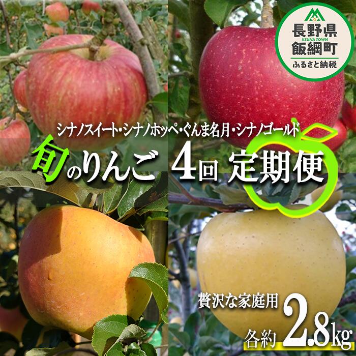 【ふるさと納税】季節のりんご 【定期便】旬の4品種 2.8kg × 4回 贅沢な家庭用 小山園 沖縄へは配送不可 〔 果物 フルーツ 林檎 長野 予約 農家直送 10キロ 48000円 〕【令和6年度収穫分】 発送：2024年10月中旬～