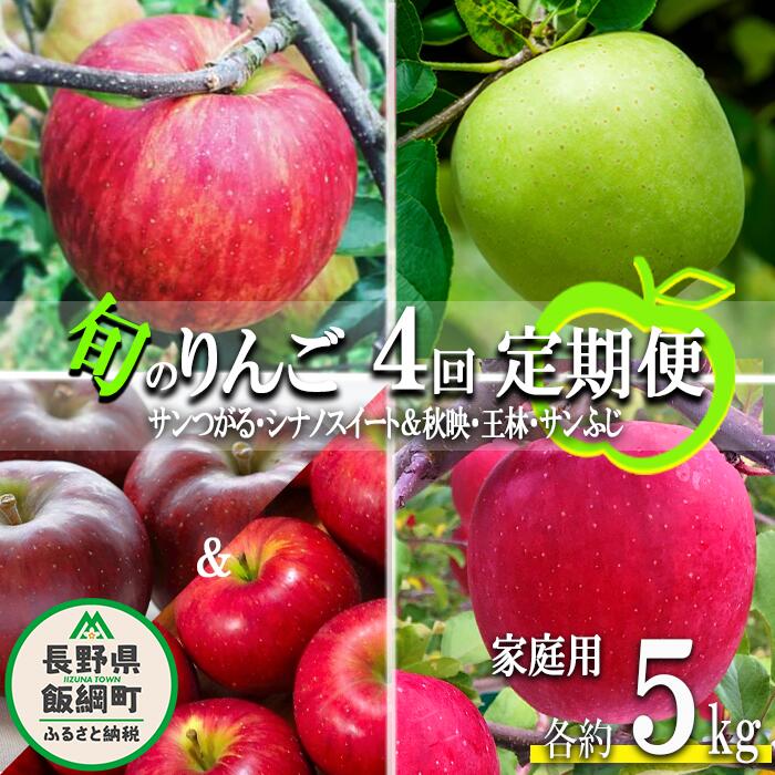 【ふるさと納税】 旬のりんご 〔 定期便 〕 家庭用 5kg × 4回 中村ファーム 沖縄県への配送不可 令和7年度収穫分 長野県 飯綱町 〔 信州 果物 フルーツ リンゴ 林檎 長野 予約 農家直送 〕発送時期:2025年9月上旬〜2025年12月下旬