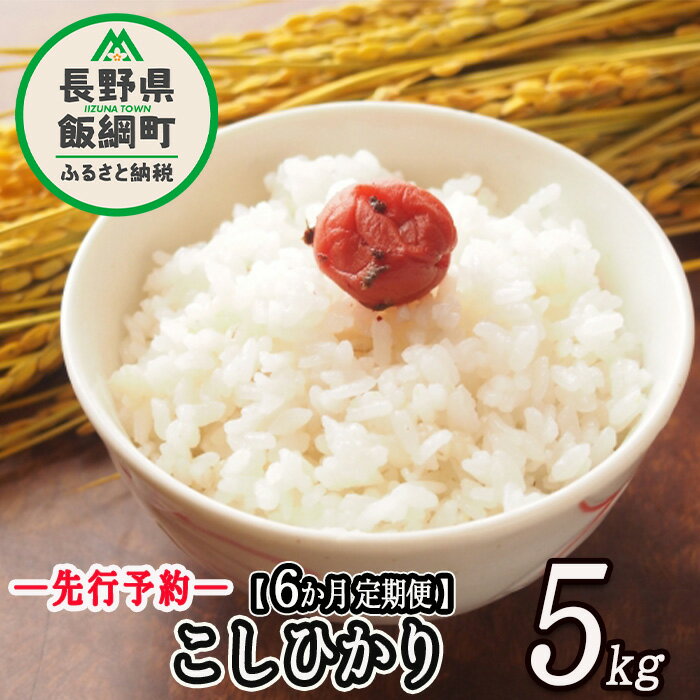 【ふるさと納税】【令和4年度収穫分】 コシヒカリ （ 白米 ） 5kg × 6回 【 6カ月 定期便 】 ヤマハチ農園 長野県 飯綱町 【 米 精米 信州 長野 信州 】 発送：2022年11月上旬〜 [お届け6回 (**)]