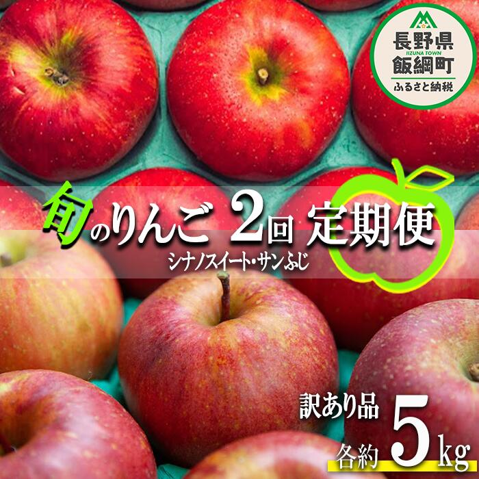 【ふるさと納税】季節のりんご 【定期便】2品種 5kg× 2回 訳あり 原山農園 沖縄へは配送不可 〔 果物 フルーツ 林檎 長野 予約 農家直送 不揃い 規格外 5キロ 22000円 〕【令和6年度収穫分】 発送：2024年10月中旬～