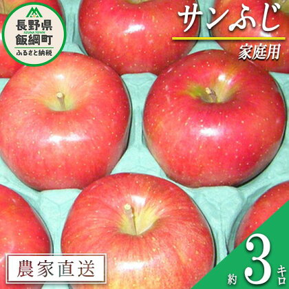 りんご サンふじ 家庭用 3kg ヤマウラ農園 沖縄県への配送不可 令和6年度収穫分 長野県 飯綱町 〔 信州 果物 フルーツ リンゴ 林檎 長野 12000円 予約 農家直送 〕発送時期：2024年11月下旬～2024年12月上旬 {**}