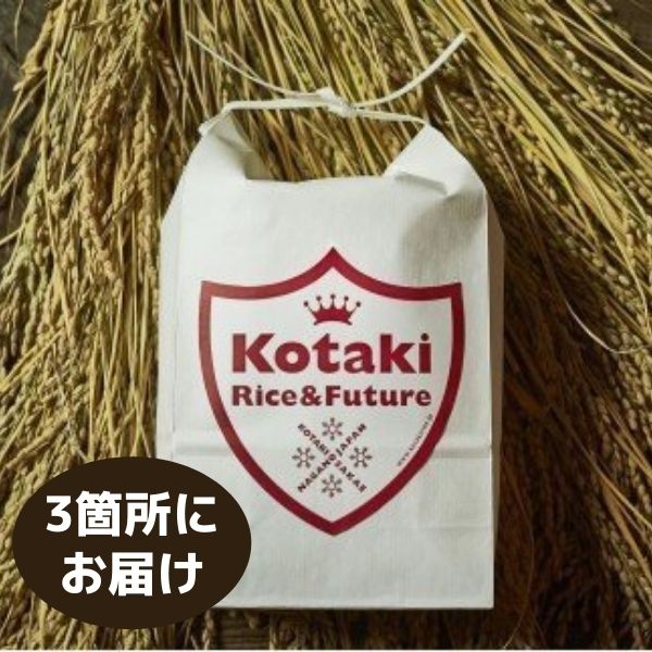 【令和7年産米先行予約】【ふるさと納税】希少米をご自宅と離れて暮らす家族に!コタキホワイト5kgを毎月3ヶ所お届け(全12回)令和7年産