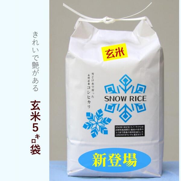 【定期便】令和5年産減農薬コシヒカリ「SNOW RICE」玄米＜毎月5kg×12か月＞