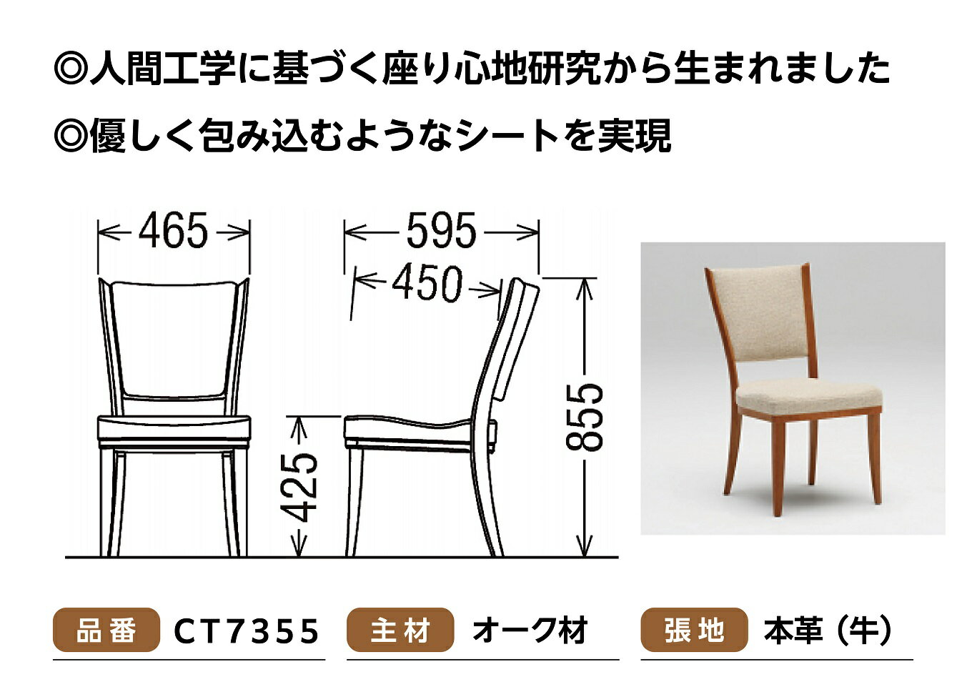 【ふるさと納税】【高島屋選定品】カリモク家具「ダイニングチェア(本革)」CT7355モデル