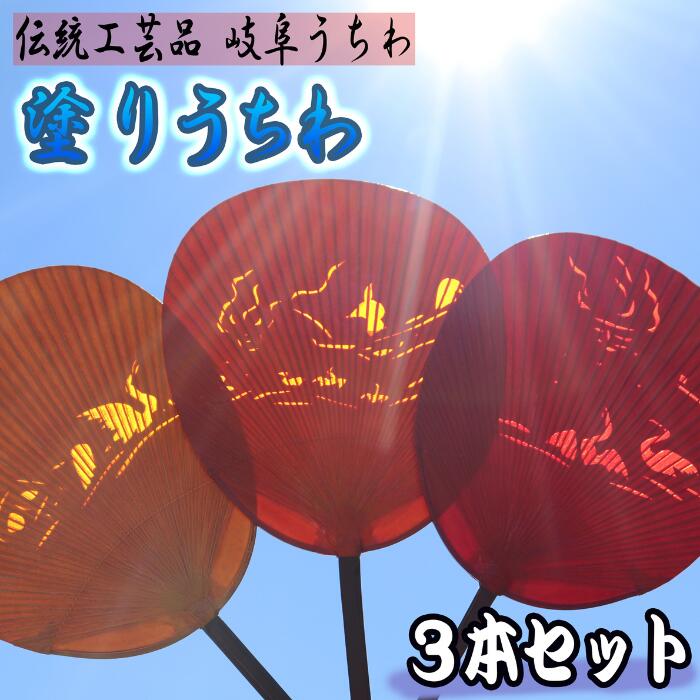 【ふるさと納税】岐阜市特産の伝統工芸【岐阜うちわ】塗りうちわ3本セット鵜飼柄【美濃和紙】