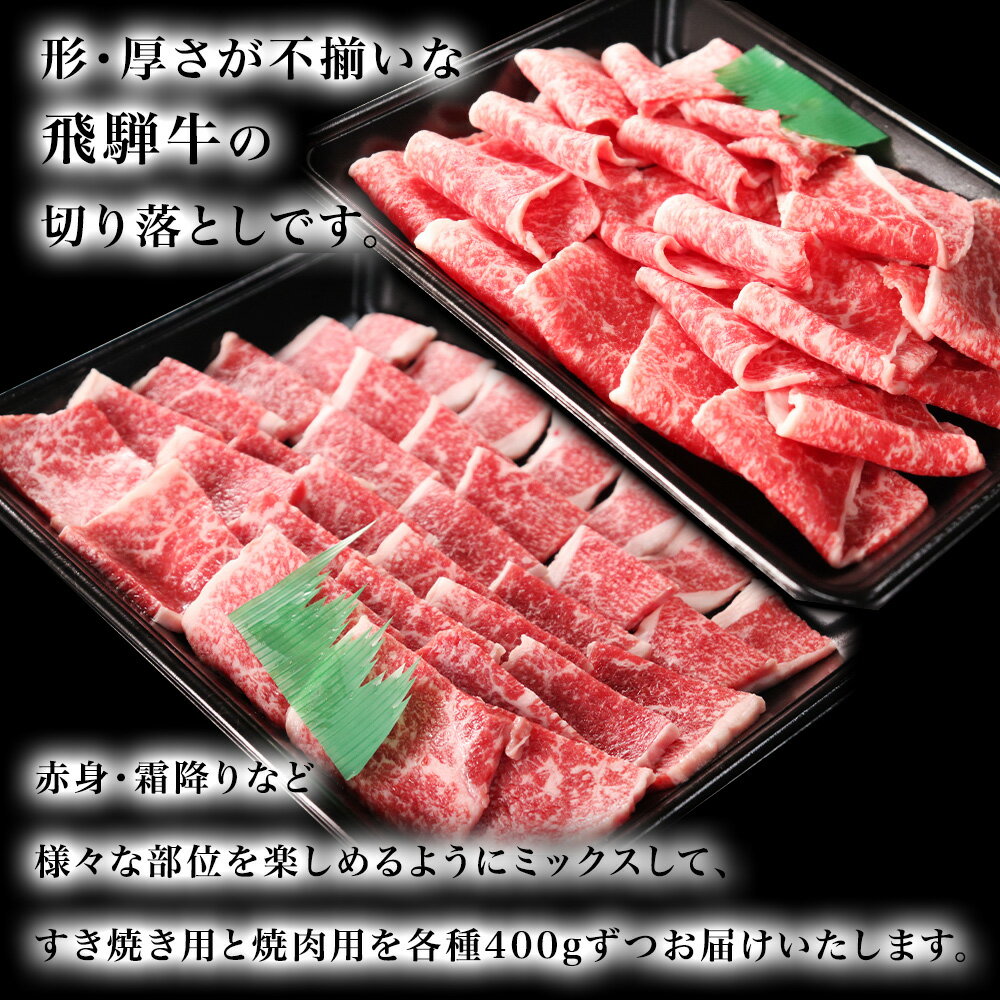 【ふるさと納税】 飛騨牛 切り落とし すき焼き 切り落とし 焼肉 各400g 計800g