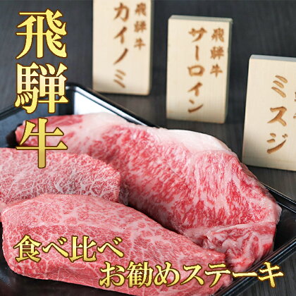 飛騨牛 食べ比べ ステーキ サーロイン ランプ ミスジ カイノミ トモサンカク などの中から3枚 計600g おすすめ