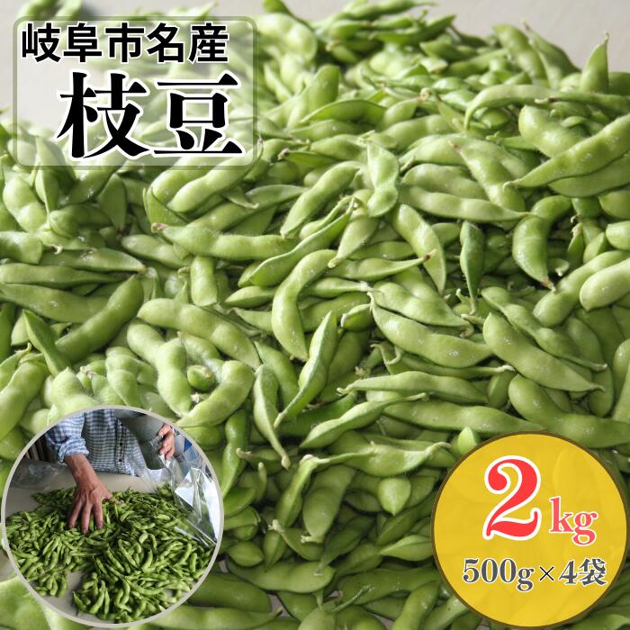 【ふるさと納税】岐阜市特産　枝豆2kg　1袋500g×4袋　ビールやお酒のおつまみに　料理　新鮮　採れたてのサムネイル