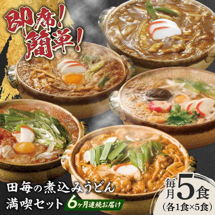 [6回定期便]うどん 岐阜の味 田毎の煮込みうどん満喫セット 即席 カンタン 麺 うどん 味噌 カレー すまし ピリ辛 牛もつ 冷凍 定期便 5種類 詰め合わせ 食べ比べ フルセット 鍋不要 水不要 老舗の味 名店 ギフト 人気 岐阜市 / ラボレムス[ANFP015]