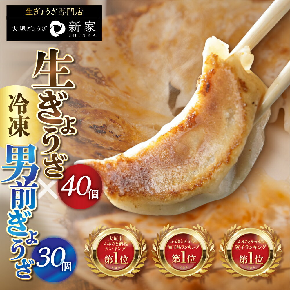 生ぎょうざ専門店「新家」 計70個セット 生餃子 40個 (小分け 20個 2袋) 男前ぎょうざ 30個(小分け 15個 2袋) ぎょうざ ギョーザ 冷凍餃子 冷食 冷凍食品 惣菜 おかず 中華 人気 ランキング 1万円 10000円 ゼロックス 岐阜県 大垣市