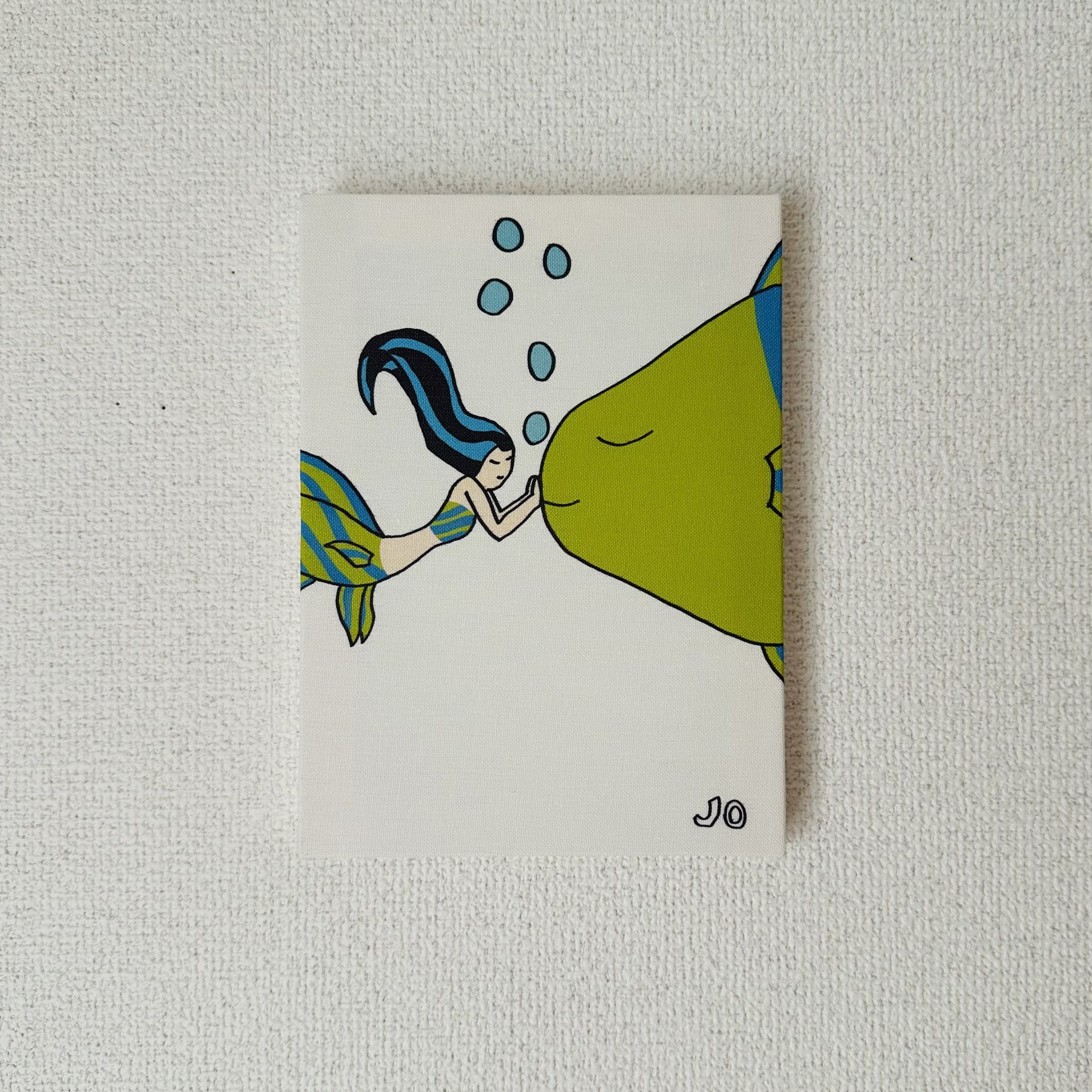 【ふるさと納税】 絵画『さかなとにんぎょ ミニ』 インテリア 壁掛け キャンバス ファブリック アートパネル アートフレーム モダン ポップ JO JO Joe's world 岐阜県 大垣市