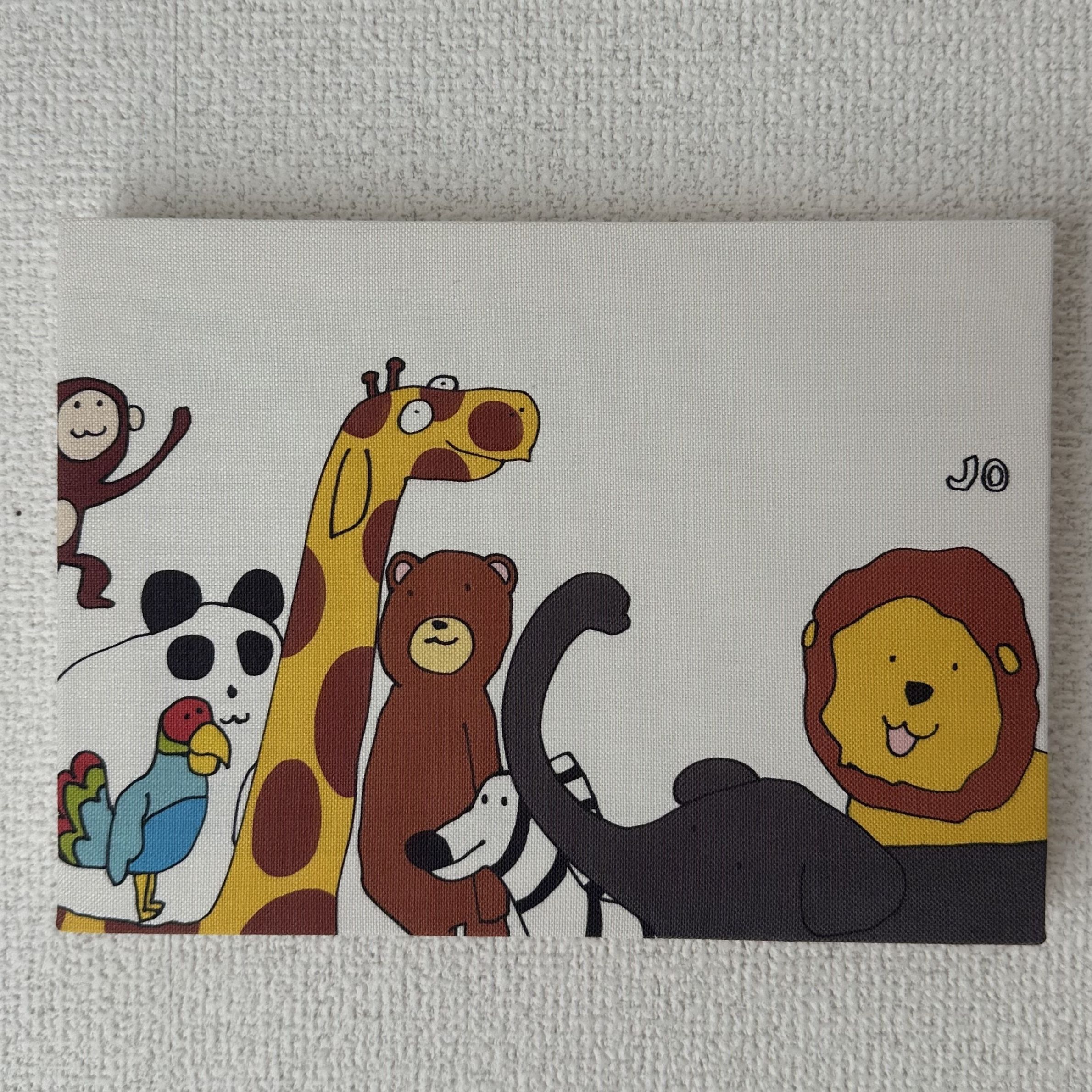 絵画『なかよしのひみつ ミニ』 インテリア 壁掛け キャンバス ファブリック アートパネル アートフレーム モダン ポップ JO JO Joe's world 岐阜県 大垣市
