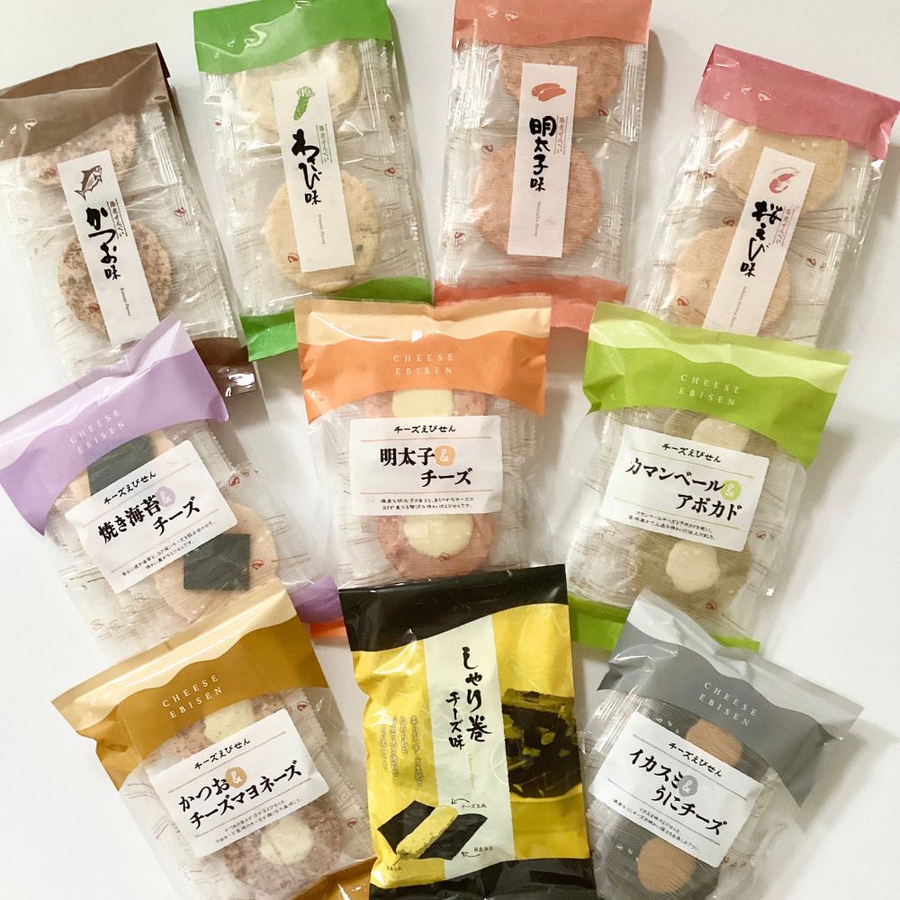 【ふるさと納税】 9種のえびせんべいとしゃり巻チーズ味のバラエティーセット あられ おかき のりまき 桜えび味 わさび味 めんたい味 かつお味 明太子チーズ味 かつおチーズマヨネーズ味 イカスミうにチーズ味 焼き海苔チーズ味 f212024-ogaki-10000352 岐阜県大垣市 サンプル画像3