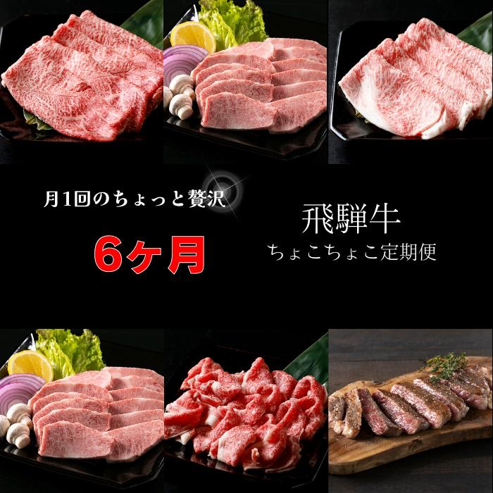 A5飛騨牛 定期便 6カ月ちょこちょこお届け(焼肉・すき焼き・ステーキ)☆