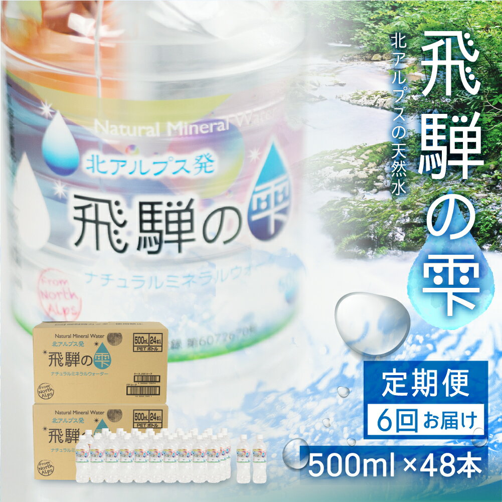 【ふるさと納税】【6回　定期便】天然水　飛騨の雫　500ml×48本　(2ケース)　ミネラルウォーター ミネラルウォーター 水 ペットボトル 飲料水 500ミリリットル 白啓酒店 飛騨高山 TR4150 お楽しみ