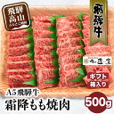 【ふるさと納税】A5 飛騨牛 霜降もも 焼肉 500g 牛肉 ≪冷凍≫　化粧箱入 和牛 国産 肉 ギフト 焼肉 　熨斗 のし お歳暮 御歳暮 人気 b529 20000円･･･