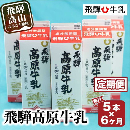 牛乳 定期便 30本 ( 1L × 5本 × 6ヶ月 ) 飛騨牛乳 岐阜 高山市 飛騨高山 岐阜県 | 1000ml 送料無料 お取り寄せ 人気 お楽しみ おすすめ